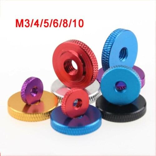 1Pcs Thin Type Aluminium Alloy Knurled Thumb Nuts Hand Grip Knobs Nut M3 M4 M5 M6 M8 M10
