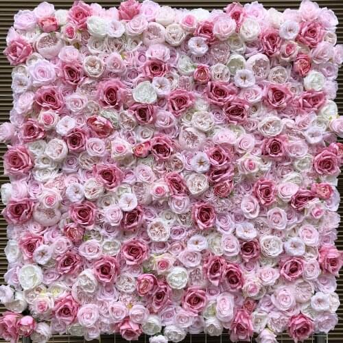 3D Artificial FlowerWall Panel Wedding Very Light Peony Dark Rose Backdrop Runners Home Decor GY668