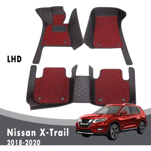Car Floor Mats For Nissan X-Trail 2020 2019 2018 7 Seater Custom Luxury Interior Double Layer Wire Loop Carpet Car Accessories