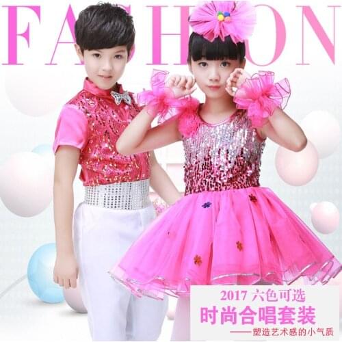 Girls ballet new childrens performance costume female puff skirt sequin skirt modern dance chorus students performance clothing