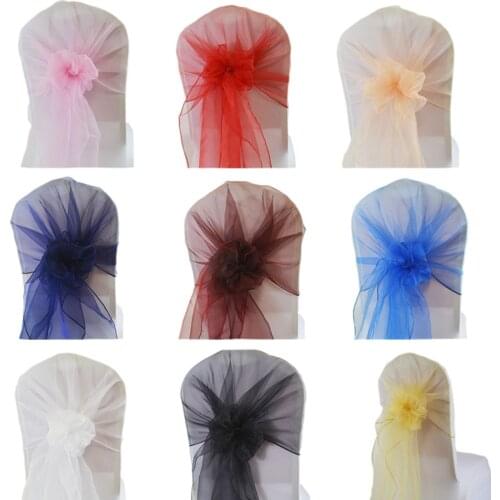 65*275cm Organza Chair Sashes Wedding Chair Band Hood Bow Cover For Wedding Banquet Christmas Home Party Chairs Knot Decoration