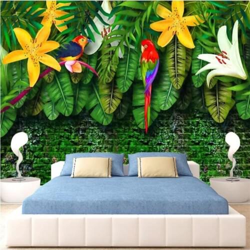 Seamless wallpaper tropical rainforest murals custom large wallpaper murals 3D photo wall manufacturers wholesale