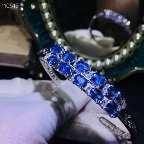 Bangle Real sapphire bangle Free shipping Natural real blue sapphire 925 sterling silver