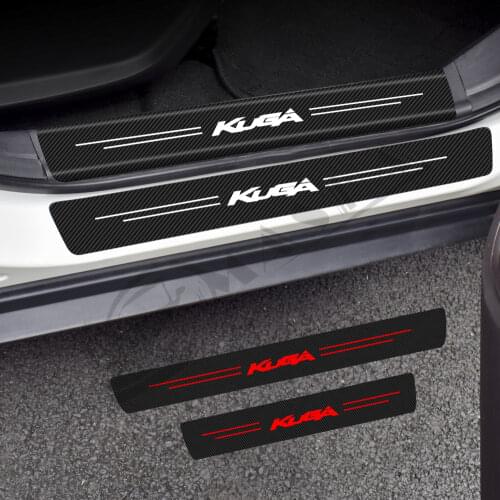Car Threshold Stickers For Ford Kuga MK1 MK2 1 2 2008 2009 - 2018 2019 2020 2021 Auto Carbon Fiber Scuff Plate Cover Accessories