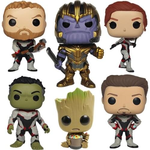 Hasbro Marvels Avengers Action Figure Cute Thanos Ironman Hulk Thor Groot Vinyl Figure Model Dolls Toys 10cm