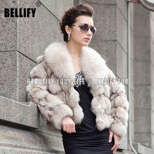 Elegant ladies natural fox fur jackets for women winter thick warm fashion real head fur coat with large fox fur collar overcoat