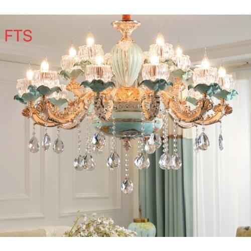 European style chandelier ceramic living room crystal light dining room bedroom chandelier modern home French chandelier