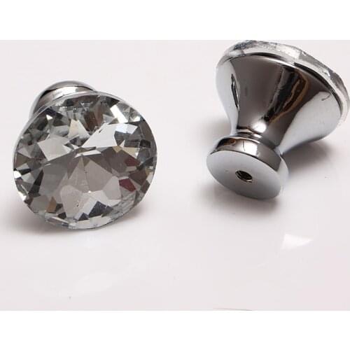 150pcs/lot) 25MM Diamond Flat Top Round Pull Handle Glittering Rhinestone Knob For Cupboard Drawer