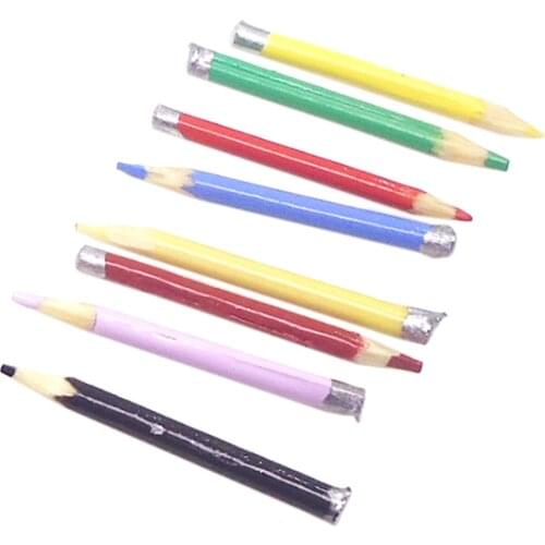 1/12 Miniature Coloured Pencils Stationery Toy For Dollhouse Office Room Supply Kit Study Room Life Scene Decor 8 Pieces