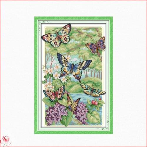 Joy Sunday Butterflies Cross Stitch Kits Counted Canvas Embroidery Sets 11CT 14CT Animal DIY Handmade Needlework Home Decoration