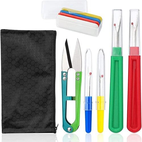 Dailylike 10Pcs Seam Ripper Kit Includes Sewing Fabric Chalk Sewing Stitch Thread and Scissor With ​Storage Bag