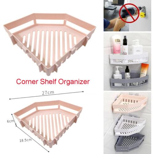 Suction Wall Triangular Shower Caddy Shelf Bathroom Corner Bath Rack Storage Holder Organizer Shelves