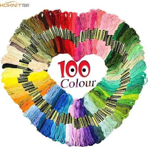 KOKNIT 100pcs Cross Stitch Threads Random Rainbow Color Embroidery Threads Floss Sewing Threads For Women DIY Sewing Tool