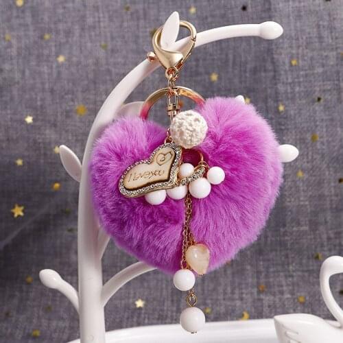 Autumn and Winter new heart-shaped plush keychain Wood Love pendant keychain Joker bag fashion pendant ornaments