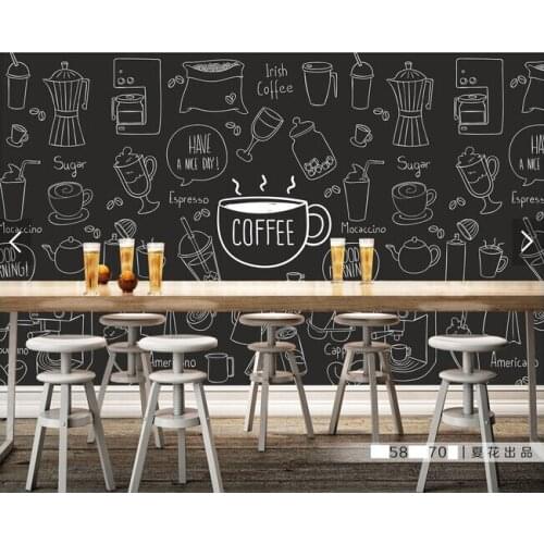 Custom retro wallpaper, painted coffee theme murals for the hotel restaurant coffee shop background wall vinyl papel de parede