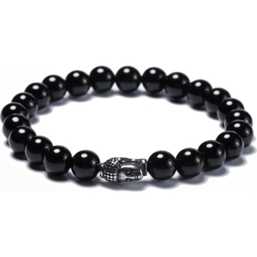 Wholesale black onyx Bead Tibetan Buddha Bracelet chakra Diffuser Charm Bracelets Men Jewelry gift 50pcs/lot+freeshipping