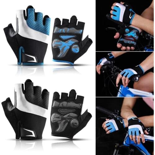Hot 1 Pair Gloves Half Finger Breathable Anti-slip Shockproof for Cycling Fitness Sports N66