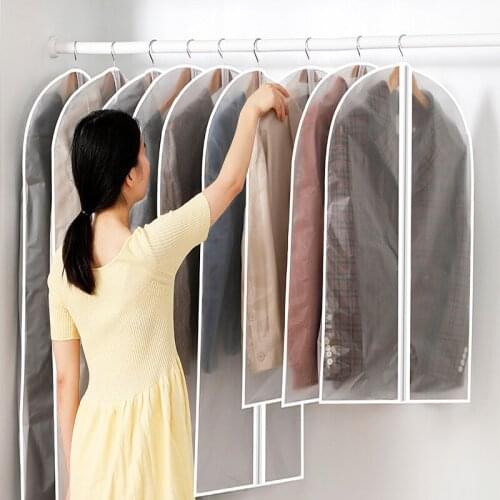 Translucent Garment Bag Dust Cover For Clothes Protector Thick Waterproof Hanging Clothes Storage Organizer