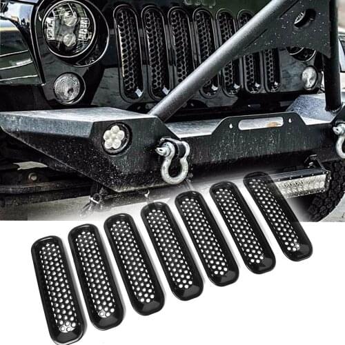 Honeycomb Mesh Front Grill Inserts Kit for 2007-2016 Jeep Wrangler TJ & Unlimited - (7PCS)