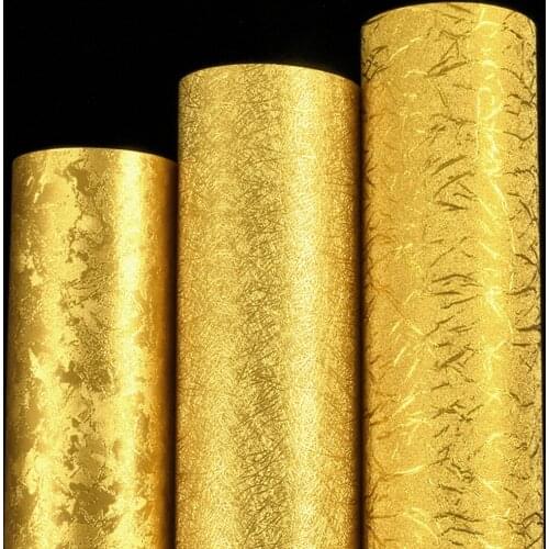Luxury Gold Foil Wallpaper Stripe Metallic Glitter Wallpaper Reflective KTV Bar Decor Waterproof Gold Foil Wall Paper Coverings