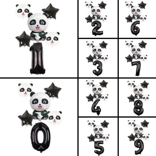 Happy Birthday Balloon Banner Set 32inch Foil Number Balloon Panda Birthday Party Decoration Kids 1St Animal balloons Figures