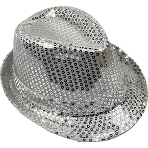 4pcs Shine Sequins Top Hat Magic Hat Kids Michael Jackson Performing Cap