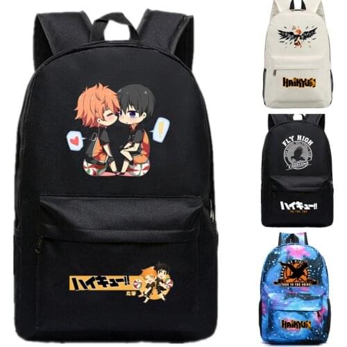 Students Haikyuu!! Karasuno Koukou Hinata Shoyo Backpack laptop bag School Bags book bag Mochilas for teenagers