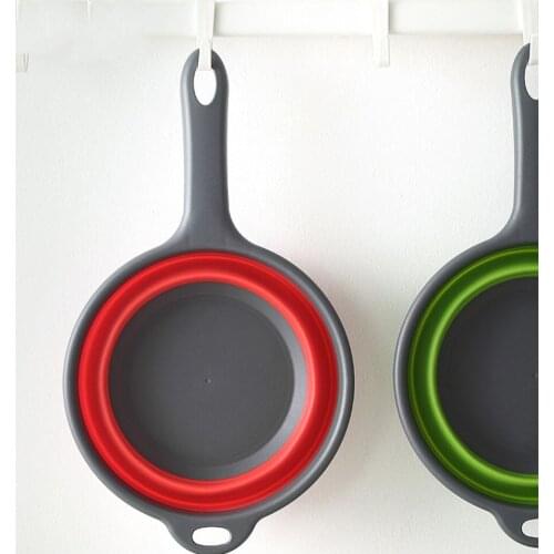 Silicone Collapsible Kitchen Water Scoop with Extendable Handle Sink Folding Basket
