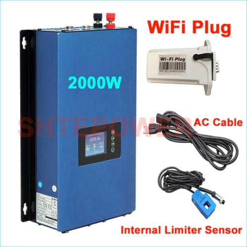 Solar MPPT 2000W Grid Tie inverter DC 48V 72V input to 100V 110V 220V 230V output wifi Plug and dump load solar inverter LCD