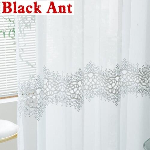 Tulle Curtain Hollow Embroidery For Living Room Window Screen European Bay Balcony Voile Sheer Curtain Home Decora X-JD852
