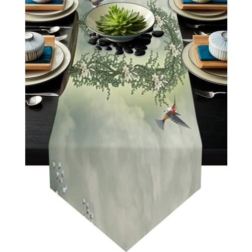 Bird Wreath Table Runners Wedding Dinning Table Decoration Farmhouse Decor Kitchen Table Runner Tablecloth