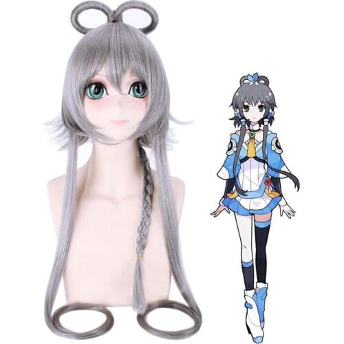 Vocaloid Luo Tianyi Women Silver Gray Long Wig Cosplay Costume YAYIN GONGYU Heat Resistant Synthetic Hair Cosplay Wigs