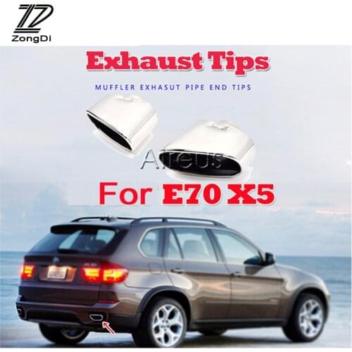 ZD 2Pcs For BMW X5 E70 2006 2007 2008 Chrome 304 Statinless Steel Car Muffler Pipe Exhaust End Tips Tailpipe Covers Accessories