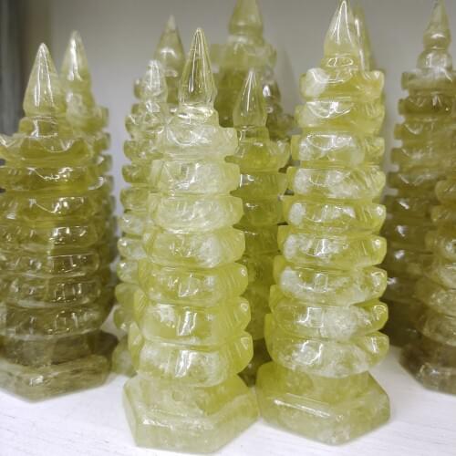 1pcs yellow crystal natural mineral high quality clear linglong pagoda water quartz crystal fengshui household accessori