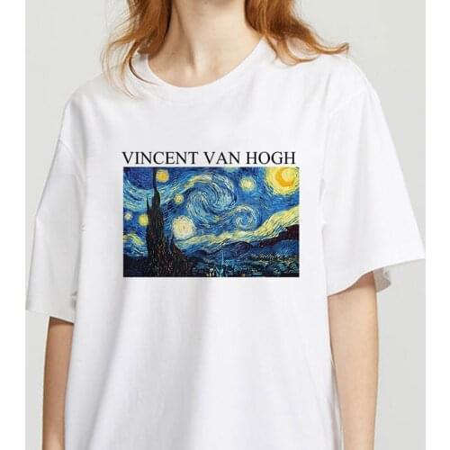 Aesthetic Female Clothes Summer Van Gogh T-Shirt Women Fashion street clothing Tshirt Casual Grunge Aesthetic T-shirt Top Tee