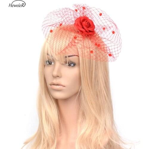 Lady Women Girls Bride Birdcage Veil Flower Headwear Headdress Fascinators Hair Hoop Clips Races Party Brooch Hairpiece