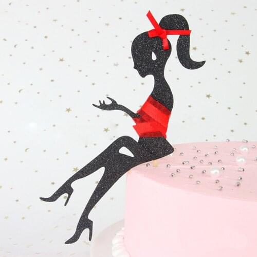 High Heels Lady Girls Paper Cupcake Topper Weddding Happy Birthday Cake Topper Flags Sexy Lady Party Cake Decorations Supplies