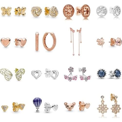 NEW 2021 100% 925 Sterling Silver Butterfly Gems Earring Women Fit DIY Original Bracelet Fshion Jewelry Gift