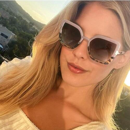 Women Newest Oversized Square Pink Leopard Sunglasses Trend Funky Design Gradient Sun Glasses 2021 High Quality Goggles UV400