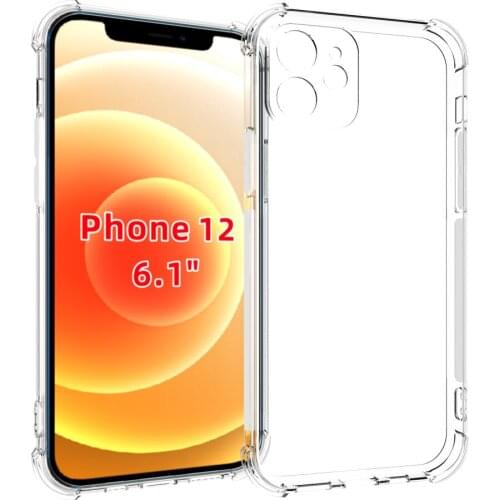 100PCS/LOT,Crystal Clear Anti-slip Anti-Scratch Shockproof Durable Flexible TPU transparent Case Cover for iPhone 12 6.1"