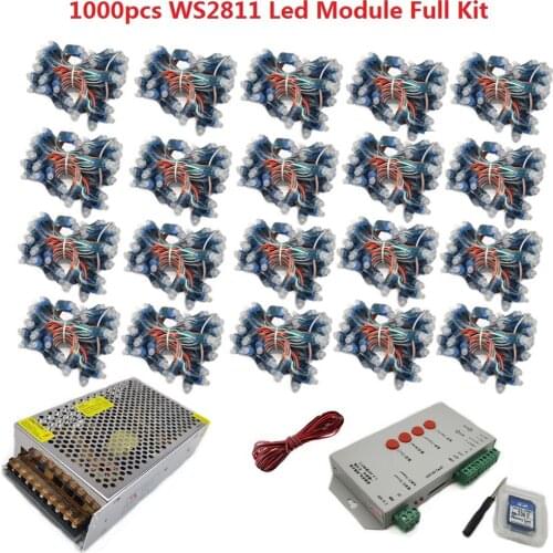 1000pcs 12mm WS2811 IC Full Color Pixel LED Module Light DC 5V input IP68 waterproof RGB color Digital LED Pixel Light Full Kit