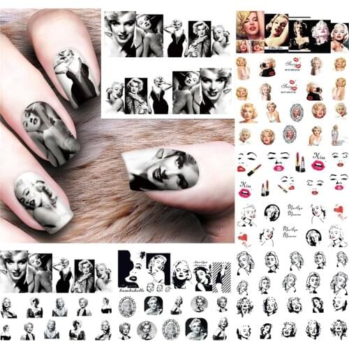 12 Sheets marilyn monroe nails water decals nail art decorations stickers nail tools Audrey Hepburn