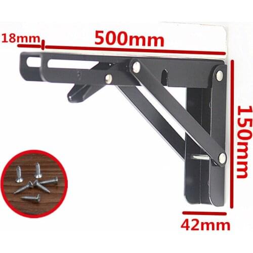2PCS,8-20 Inch Length High Quality Furniture Folding Black Triangular Metal Adjustable Shelf Wall Mounting Brackets For Table