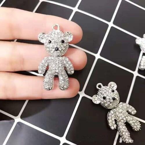 2PCS New High-End Diamond-Studded Boutique Bear Sweater Chain Accessories Female Cute Creative Ins Pendant Bag Pendants Jewelrys