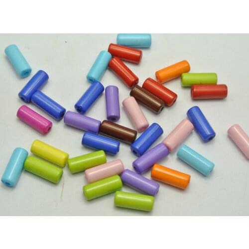 200 Mixed Bubblegum Color Acrylic Tube Spacer Beads 13X5mm
