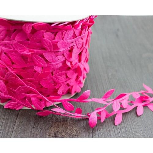 200yard/lot Hot Piink Artificial leaf Leaves Ribbon Vines Rattan for home decor projects, spring wedding bouquets handmade cards