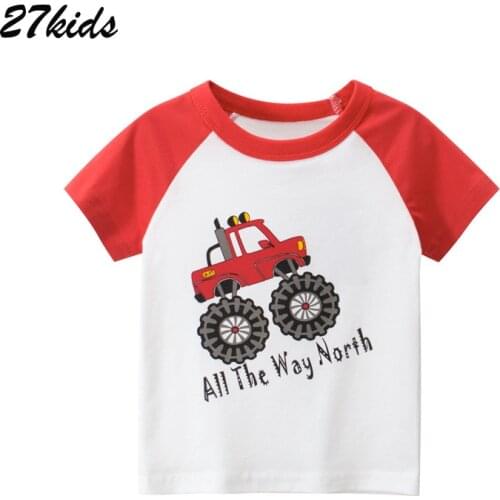 27kids Clothes Off road Vehicle Boys T Shirts Summer 2020 New Childrens Clothing 4Years Baby Kids Short Sleeve Shirts