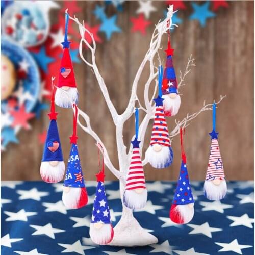 3pcs/set Five-pointed Star American Independence Day Decoration Dwarf Plush Elf Small Ornament Doll Childrens Favorite Gift