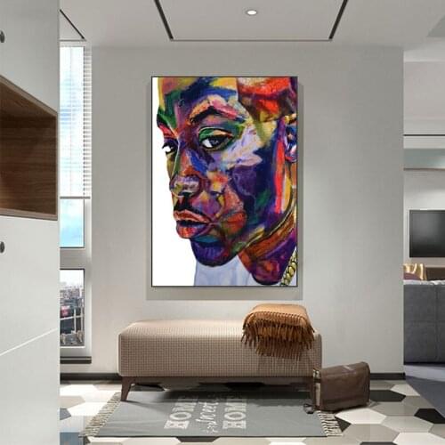 Abstract Black African Graffiti Poster And Prints Creative Painted Figure Canvas Painting Print Wall Art Picture Home Decoration