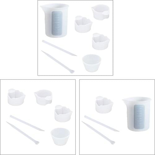 1 Set Nonstick Silicone Measuring Cup Card Slot Cup Dispensing Cup Stirrer Stirring Rods DIY Handmade UV Epoxy Resin Tools Kit